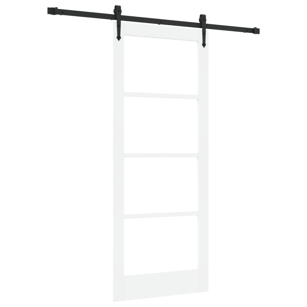 Produktbild för Skjutdörr Vit 83 x 202 cm Massivt tallträ och glas