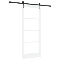 Produktbild för Skjutdörr Vit 83 x 202 cm Massivt tallträ och glas