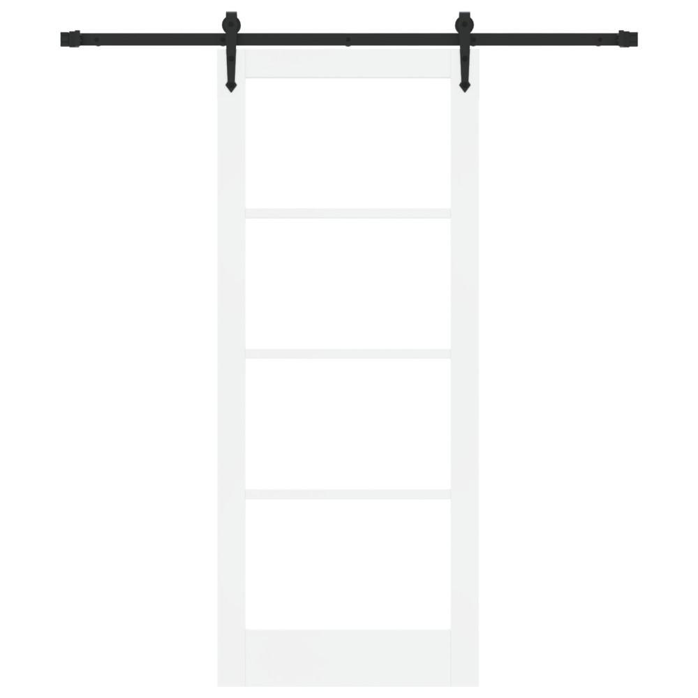 Produktbild för Skjutdörr Vit 83 x 202 cm Massivt tallträ och glas