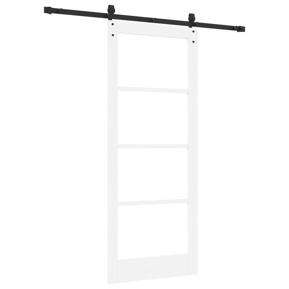 Produktbild för Skjutdörr Vit 83 x 202 cm Massivt tallträ och glas