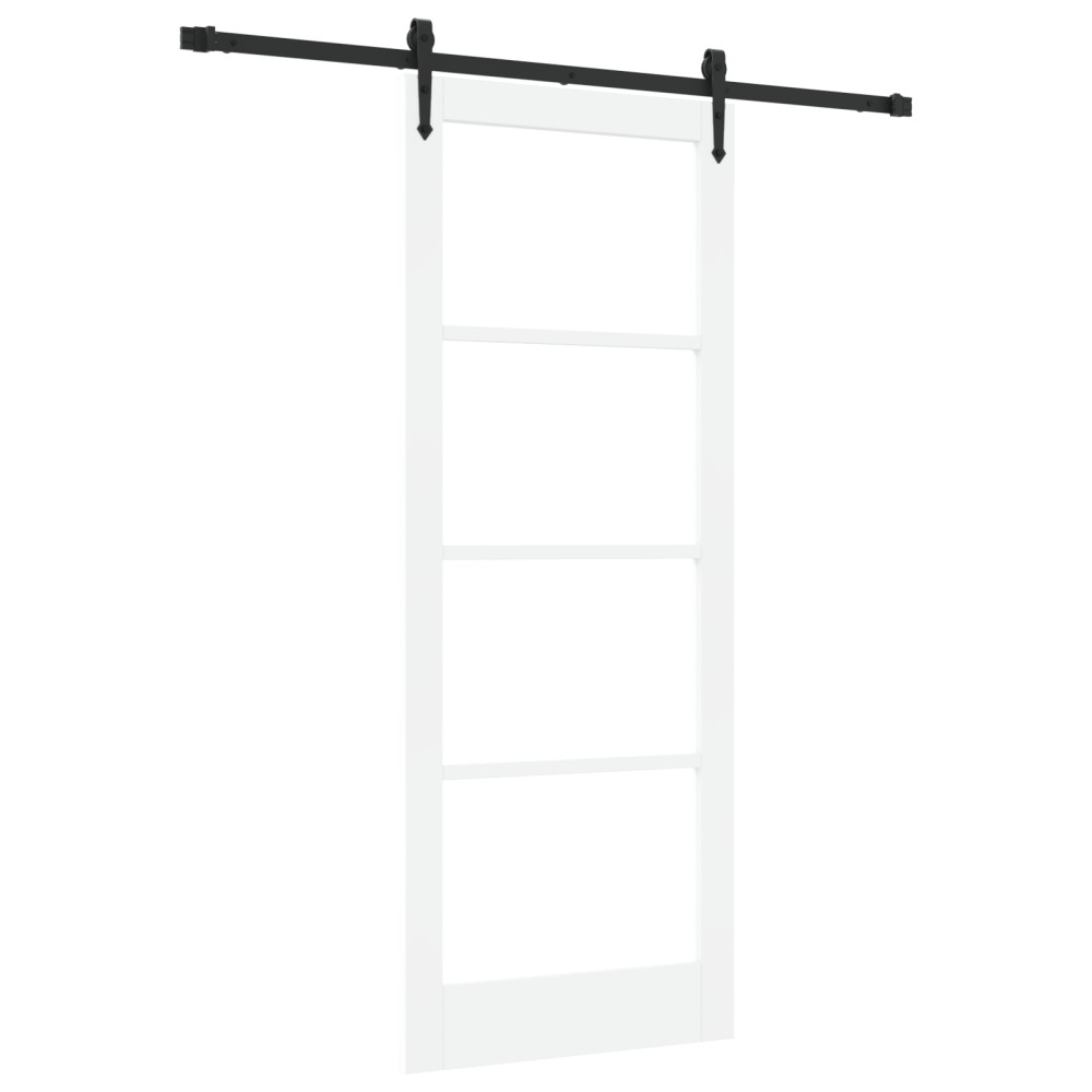 Produktbild för Skjutdörr Vit 83 x 211 cm Massivt tallträ och glas