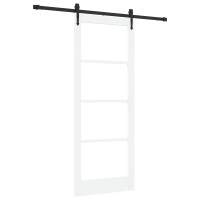 Produktbild för Skjutdörr Vit 83 x 211 cm Massivt tallträ och glas