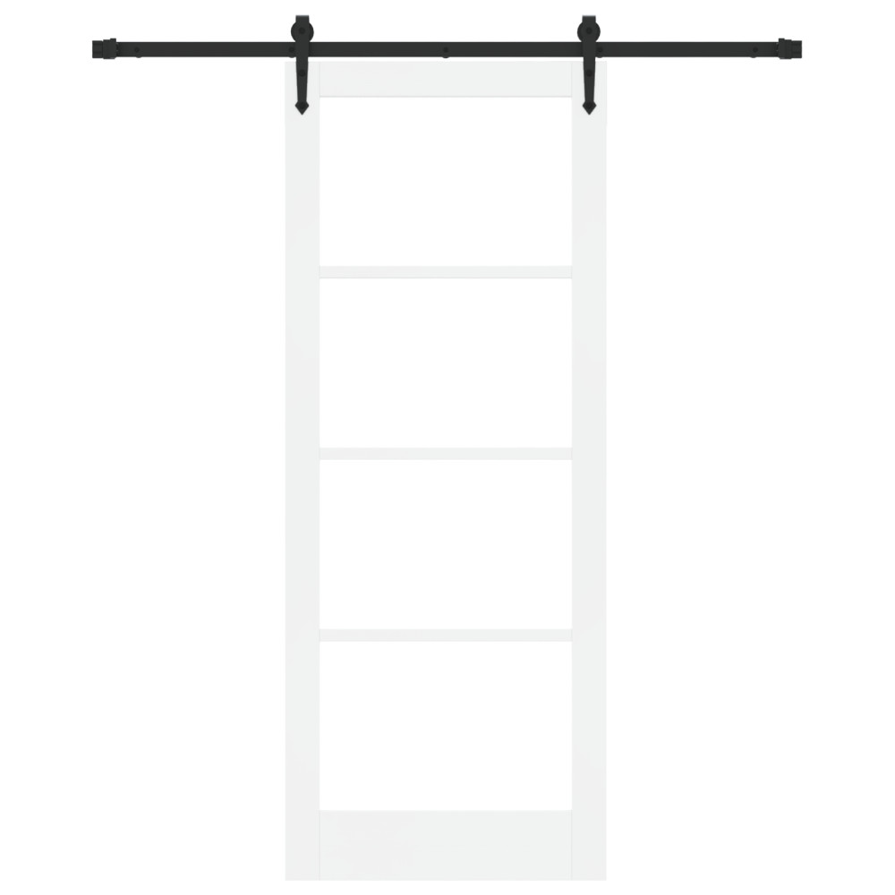 Produktbild för Skjutdörr Vit 83 x 211 cm Massivt tallträ och glas