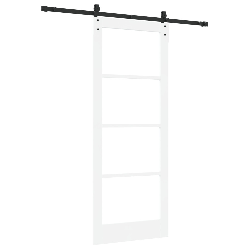 Produktbild för Skjutdörr Vit 83 x 211 cm Massivt tallträ och glas
