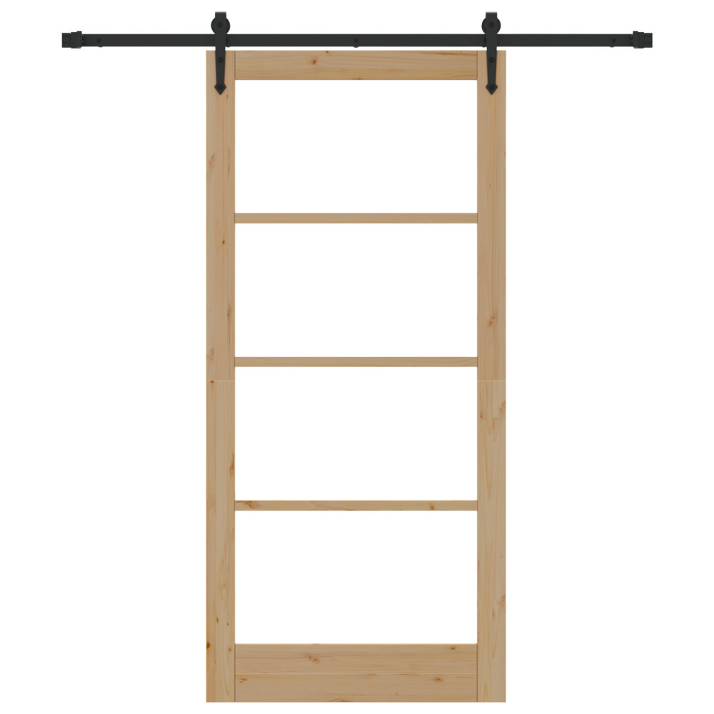Produktbild för Skjutdörr Naturfärg 93 x 202 cm Massivt tallträ och glas