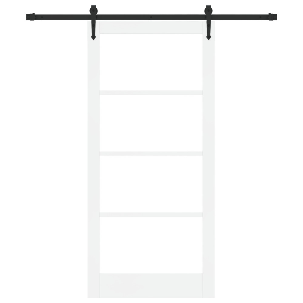 Produktbild för Skjutdörr Vit 93 x 202 cm Massivt tallträ och glas