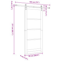 Produktbild för Skjutdörr Naturfärg 93 x 211 cm Massivt tallträ och glas