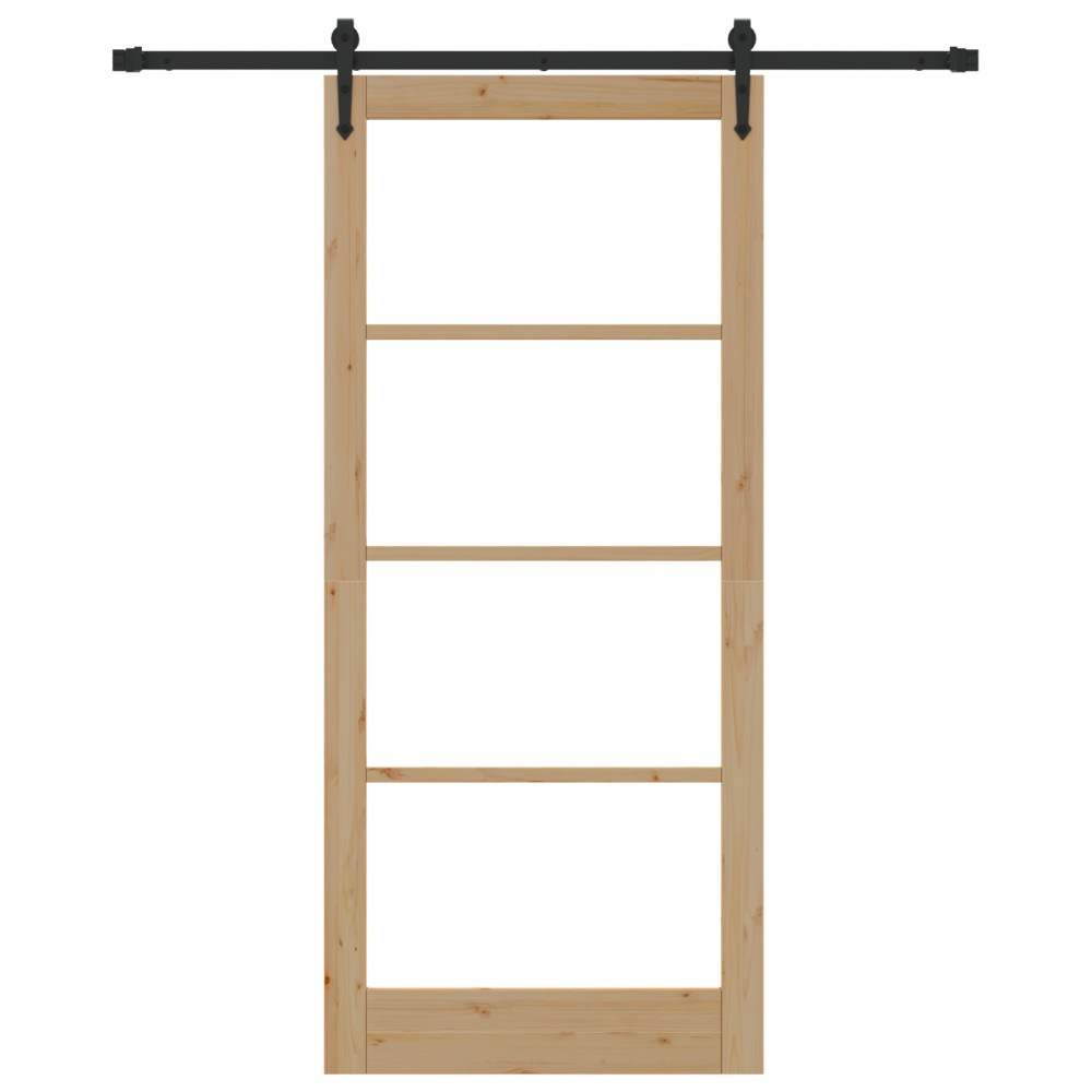 Produktbild för Skjutdörr Naturfärg 93 x 211 cm Massivt tallträ och glas
