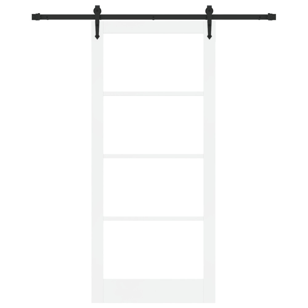 Produktbild för Skjutdörr Vit 93 x 211 cm Massivt tallträ och glas