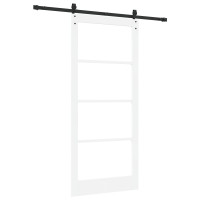 Produktbild för Skjutdörr Vit 93 x 211 cm Massivt tallträ och glas