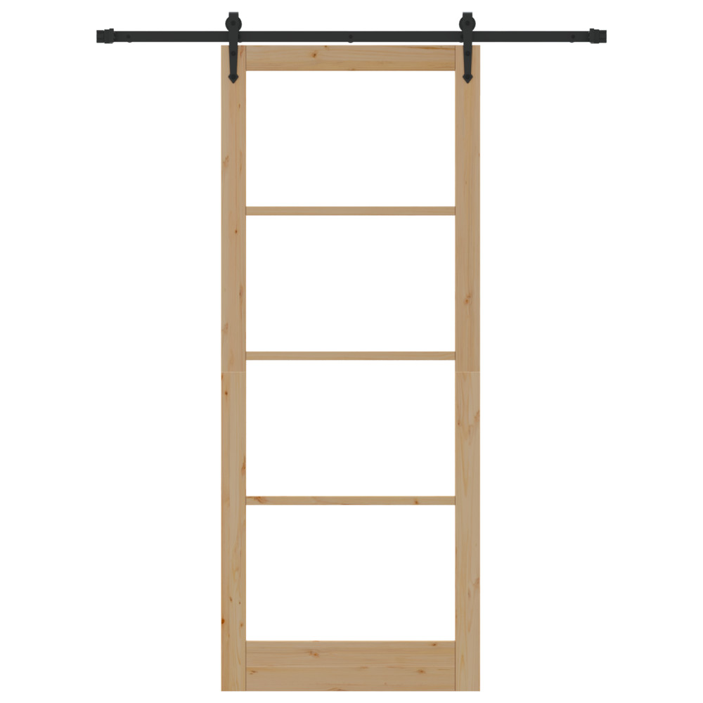 Produktbild för Skjutdörr Naturfärg 93 x 232 cm Massivt tallträ och glas