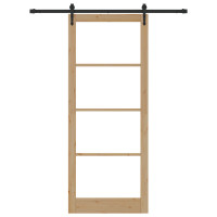 Produktbild för Skjutdörr Naturfärg 93 x 232 cm Massivt tallträ och glas