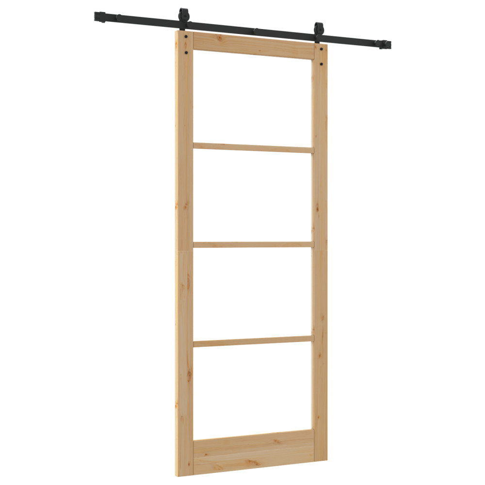 Produktbild för Skjutdörr Naturfärg 93 x 232 cm Massivt tallträ och glas