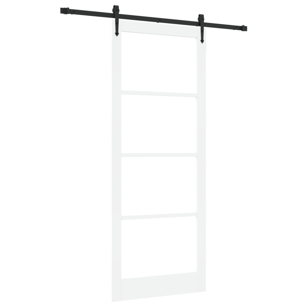 Produktbild för Skjutdörr Vit 93 x 232 cm Massivt tallträ och glas