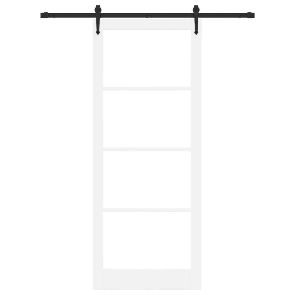 Produktbild för Skjutdörr Vit 93 x 232 cm Massivt tallträ och glas