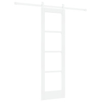 Produktbild för Skjutdörr Vit 61 x 198,5 cm Massivt tallträ och glas