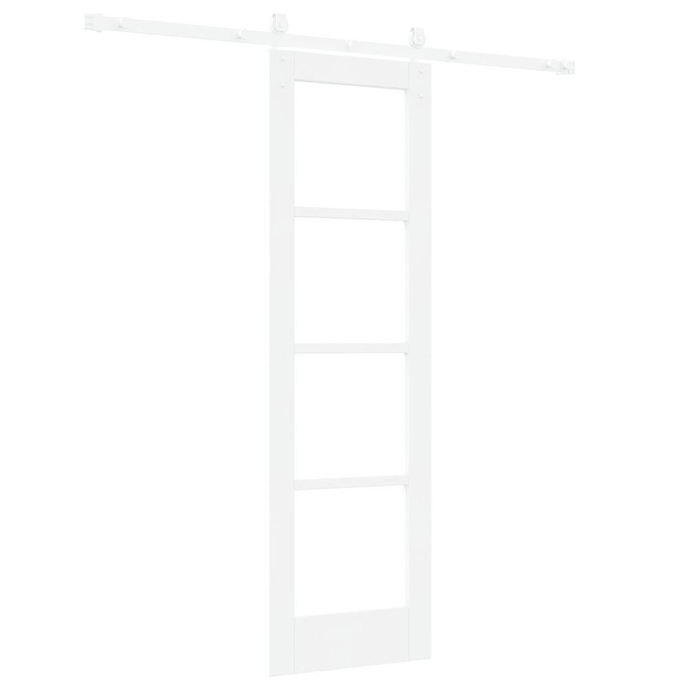 Produktbild för Skjutdörr Vit 61 x 198,5 cm Massivt tallträ och glas