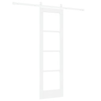 Produktbild för Skjutdörr Vit 61 x 198,5 cm Massivt tallträ och glas
