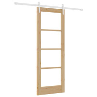 Produktbild för Skjutdörr Naturfärg 73,5 x 198,5 cm Massivt tallträ och glas