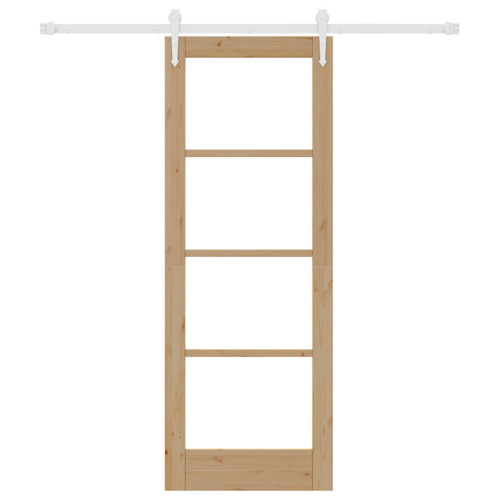 Produktbild för Skjutdörr Naturfärg 73,5 x 198,5 cm Massivt tallträ och glas