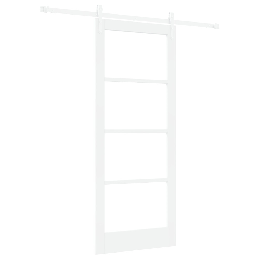 Produktbild för Skjutdörr Vit 83 x 202 cm Massivt tallträ och glas