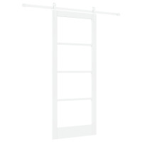Produktbild för Skjutdörr Vit 83 x 202 cm Massivt tallträ och glas