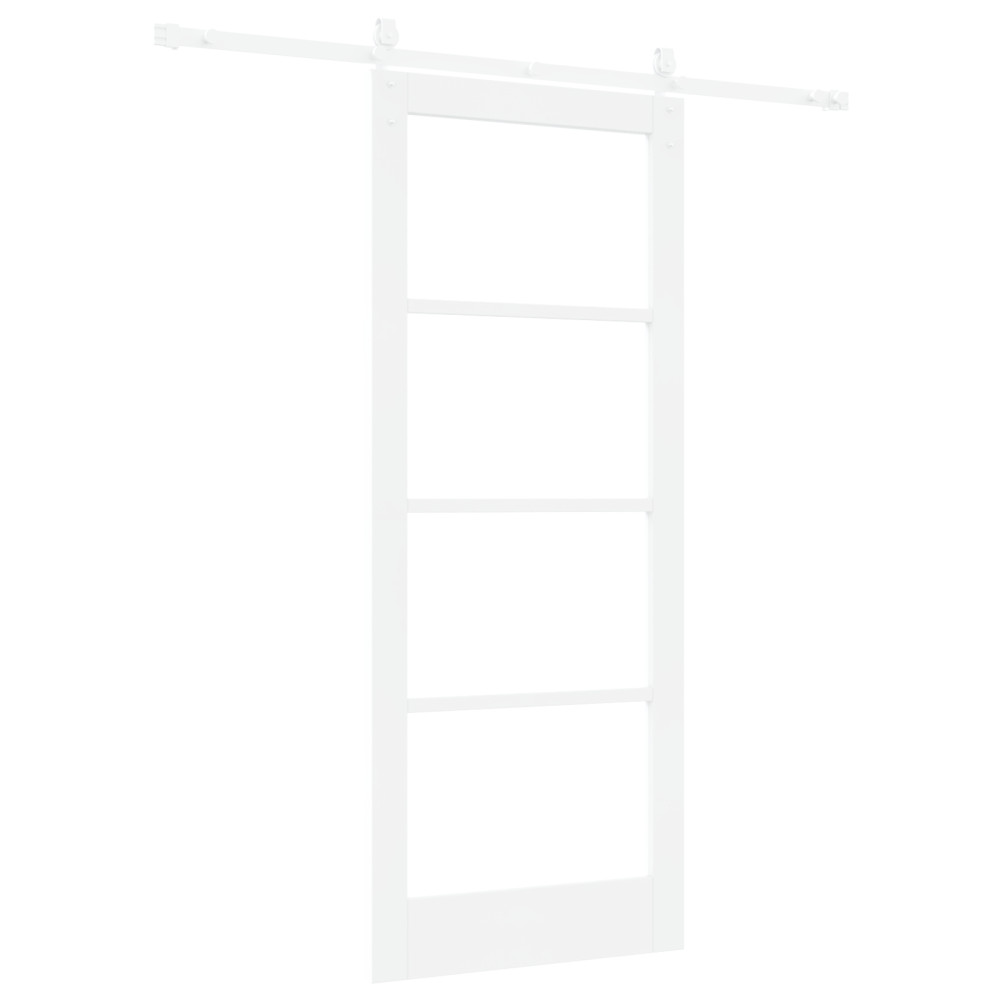 Produktbild för Skjutdörr Vit 83 x 202 cm Massivt tallträ och glas