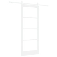 Produktbild för Skjutdörr Vit 83 x 202 cm Massivt tallträ och glas