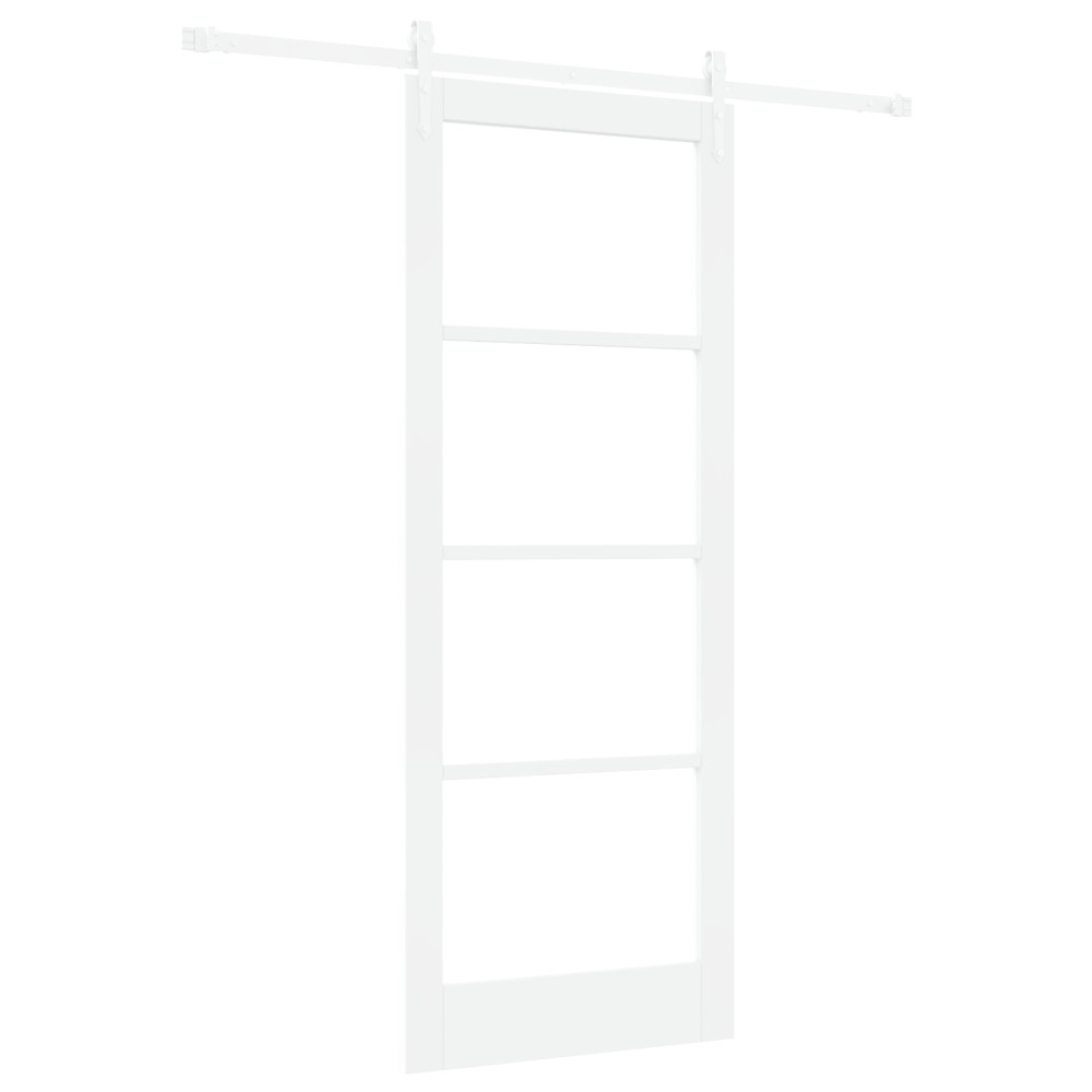 Produktbild för Skjutdörr Vit 83 x 211 cm Massivt tallträ och glas