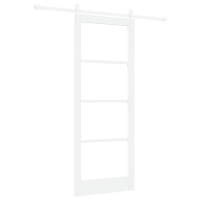 Produktbild för Skjutdörr Vit 83 x 211 cm Massivt tallträ och glas