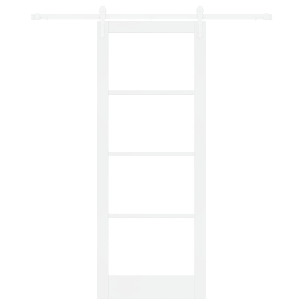 Produktbild för Skjutdörr Vit 83 x 211 cm Massivt tallträ och glas