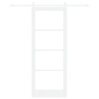 Produktbild för Skjutdörr Vit 83 x 211 cm Massivt tallträ och glas