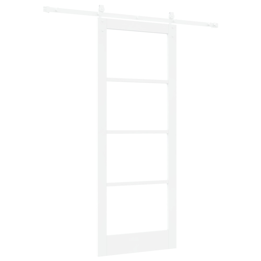 Produktbild för Skjutdörr Vit 83 x 211 cm Massivt tallträ och glas