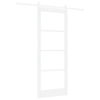 Produktbild för Skjutdörr Vit 83 x 211 cm Massivt tallträ och glas
