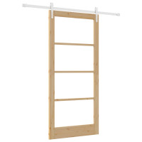 Produktbild för Skjutdörr Naturfärg 93 x 202 cm Massivt tallträ och glas