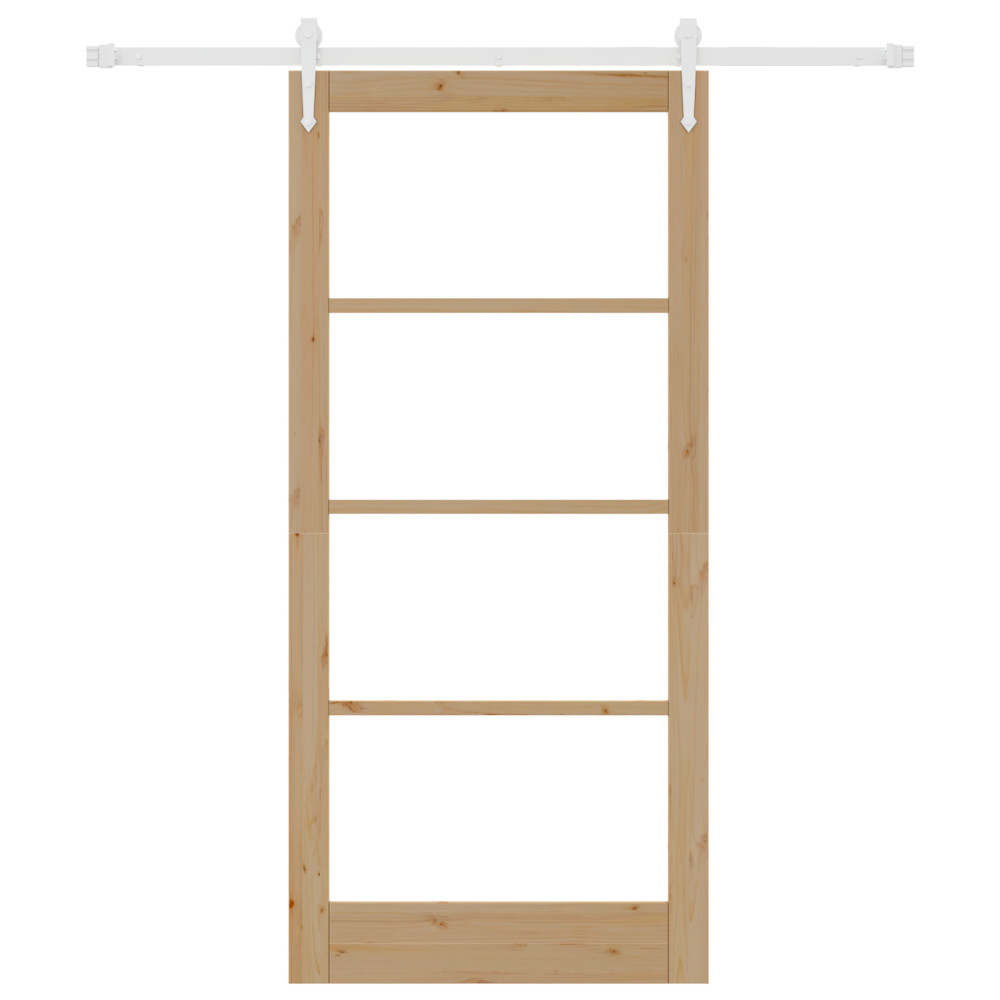 Produktbild för Skjutdörr Naturfärg 93 x 202 cm Massivt tallträ och glas