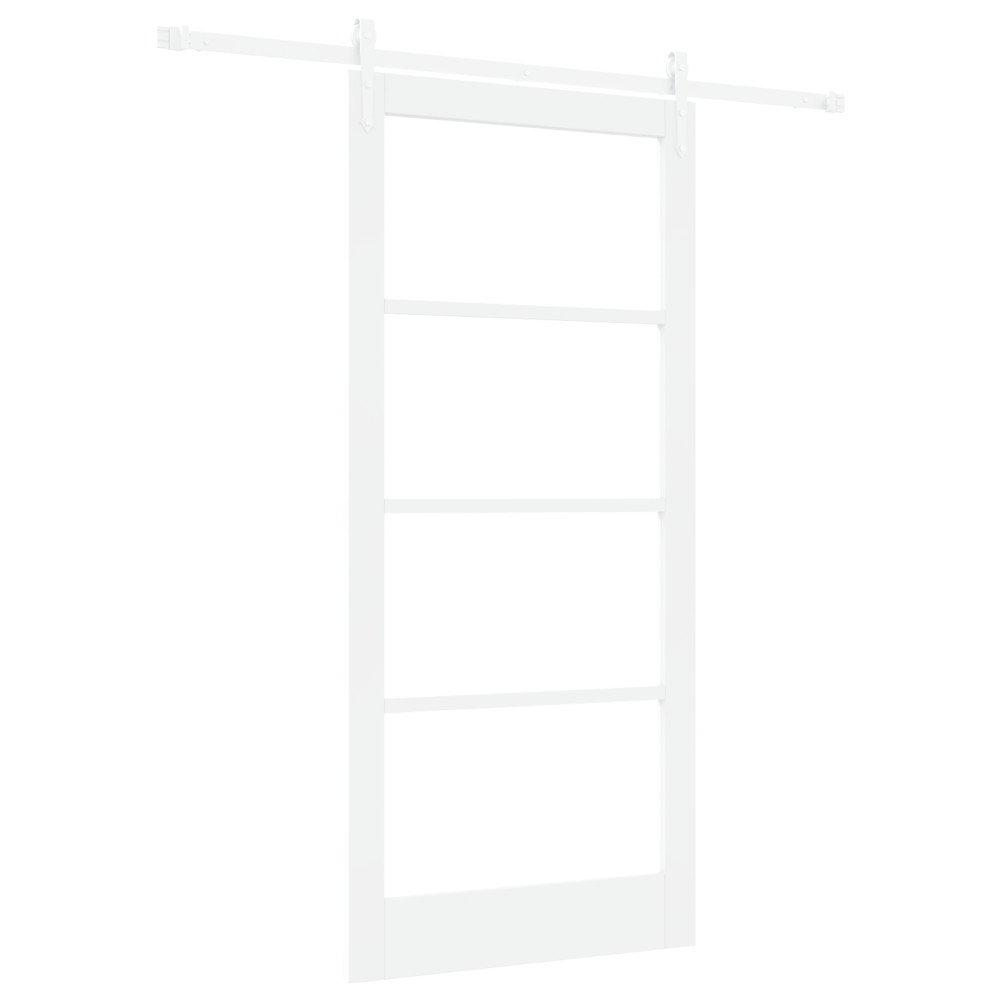 Produktbild för Skjutdörr Vit 93 x 202 cm Massivt tallträ och glas