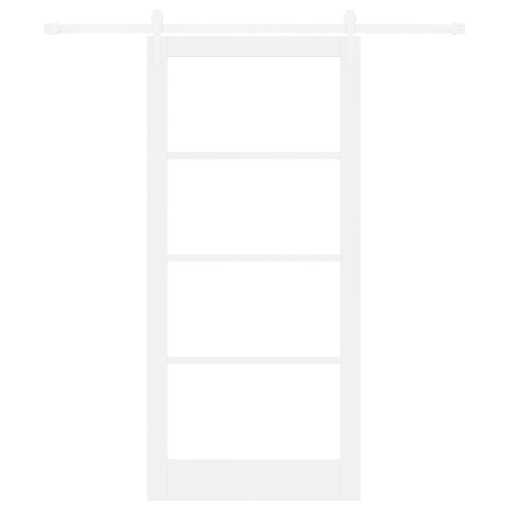 Produktbild för Skjutdörr Vit 93 x 202 cm Massivt tallträ och glas