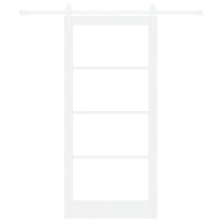 Produktbild för Skjutdörr Vit 93 x 202 cm Massivt tallträ och glas