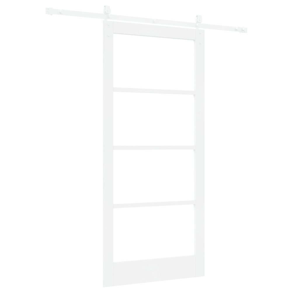 Produktbild för Skjutdörr Vit 93 x 202 cm Massivt tallträ och glas