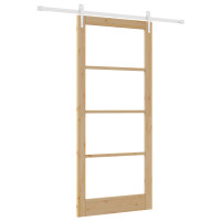 Produktbild för Skjutdörr Naturfärg 93 x 211 cm Massivt tallträ och glas