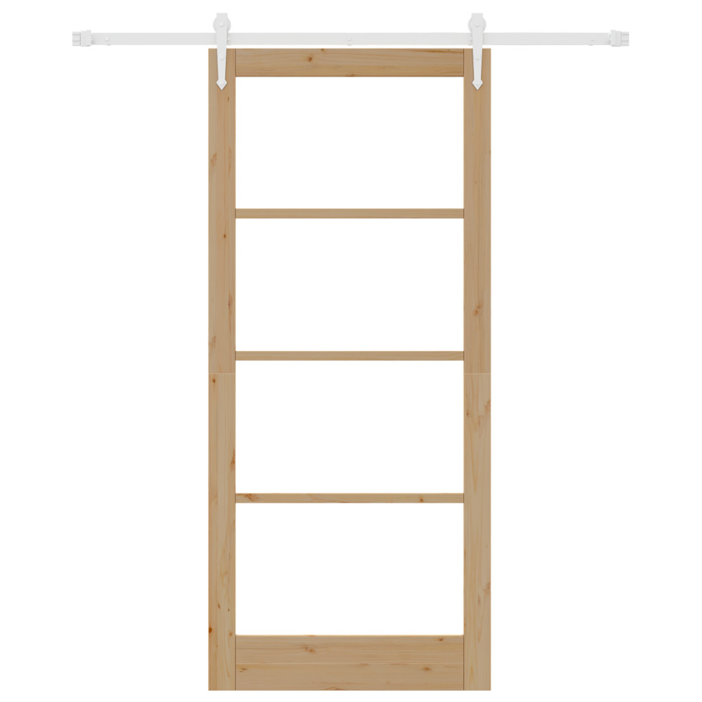 Produktbild för Skjutdörr Naturfärg 93 x 211 cm Massivt tallträ och glas