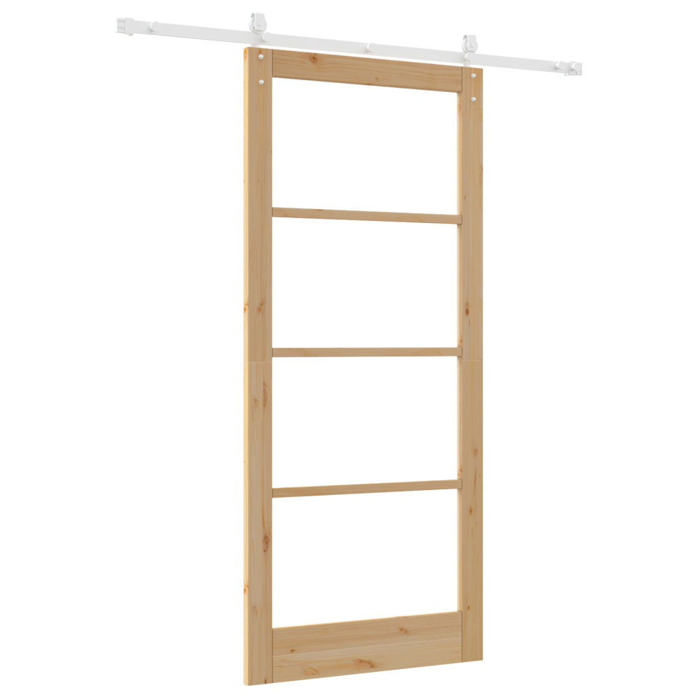 Produktbild för Skjutdörr Naturfärg 93 x 211 cm Massivt tallträ och glas