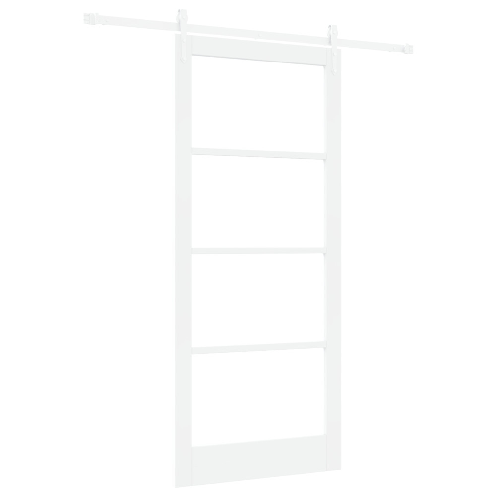 Produktbild för Skjutdörr Vit 93 x 211 cm Massivt tallträ och glas