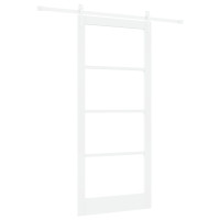 Produktbild för Skjutdörr Vit 93 x 211 cm Massivt tallträ och glas