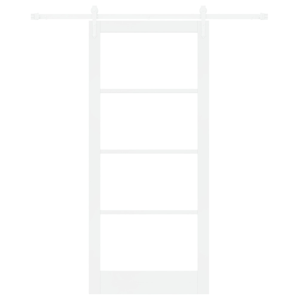 Produktbild för Skjutdörr Vit 93 x 211 cm Massivt tallträ och glas