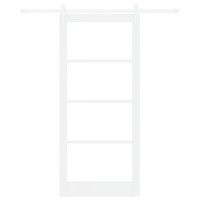 Produktbild för Skjutdörr Vit 93 x 211 cm Massivt tallträ och glas