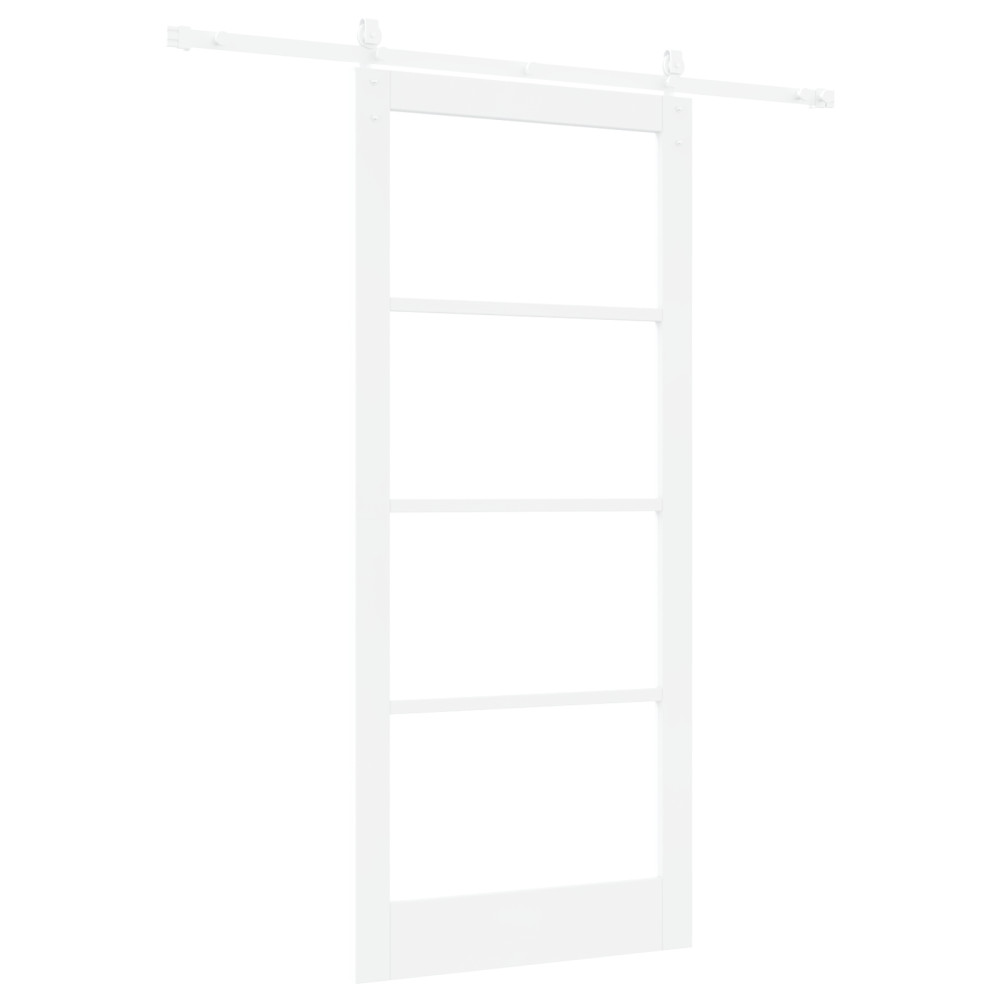 Produktbild för Skjutdörr Vit 93 x 211 cm Massivt tallträ och glas