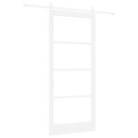 Produktbild för Skjutdörr Vit 93 x 211 cm Massivt tallträ och glas