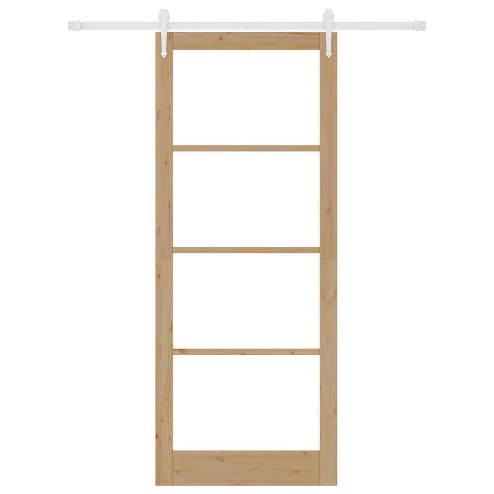 Produktbild för Skjutdörr Naturfärg 93 x 232 cm Massivt tallträ och glas